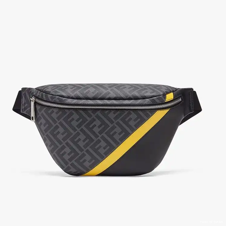 Affordable HOT Motif Fabric In Black Fendi Yellow FF Bag Belt 0515